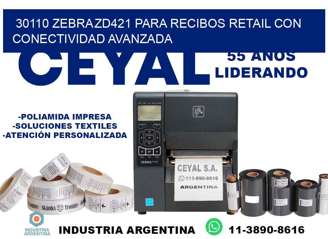 30110 Zebra ZD421 para recibos retail con conectividad avanzada